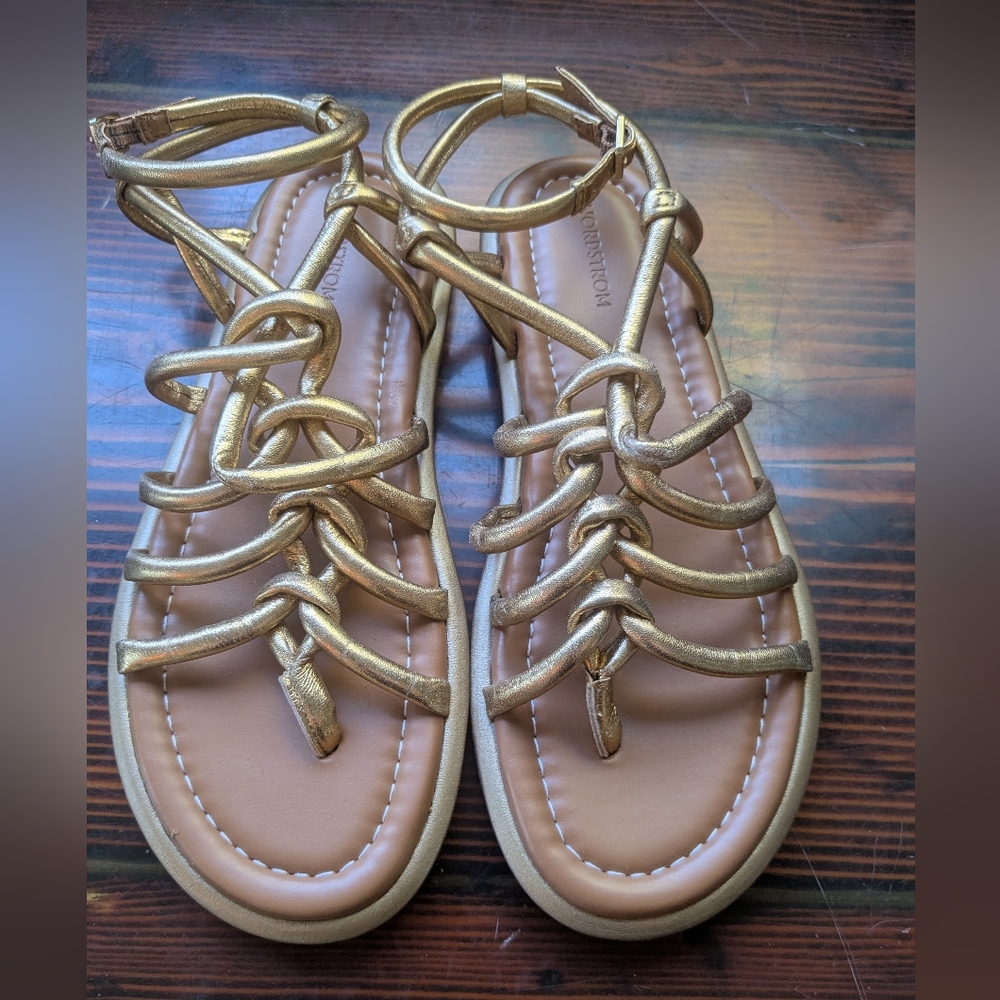 Nordstrom Metallic Gold Gladiator Sandals Size 6.5